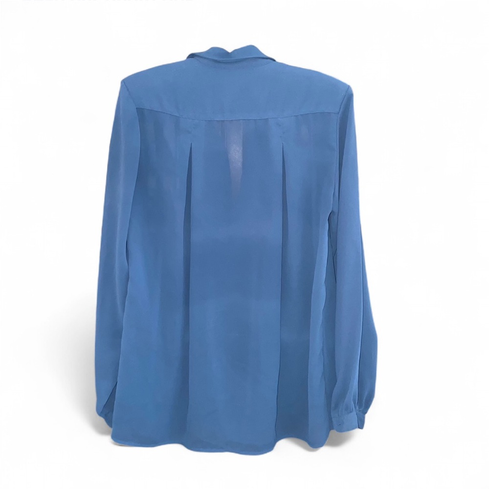 Philippe Ronsard Paris Vintage Sheer Blue Long Sleeve Blouse - Picture 5 of 10